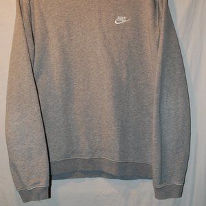 Nike NSW Club Fleece Sweatshirt Men Sz L Gray Small Swoosh Pullover Vintage
